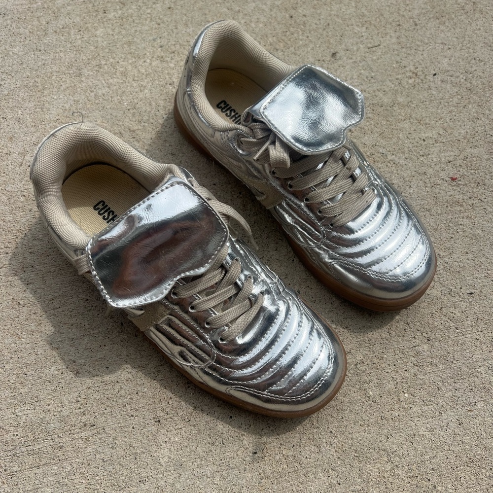 Metallic Silver Sneakers with Gum Sole